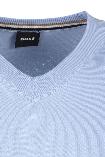 Hugo Boss trui v-hals lichtblauw effen katoen
