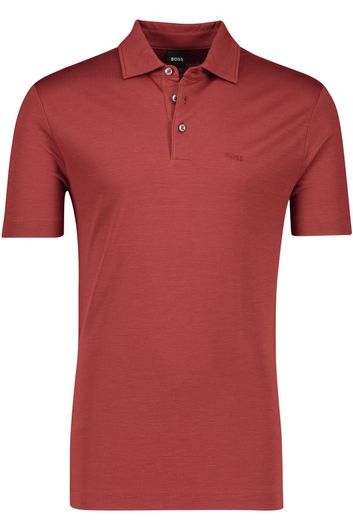 Hugo Boss polo normale fit rood effen 
