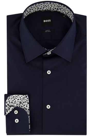 Hugo Boss business overhemd slim fit donkerblauw effen katoen