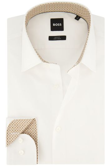 Hugo Boss overhemd mouwlengte 7 slim fit wit effen katoen