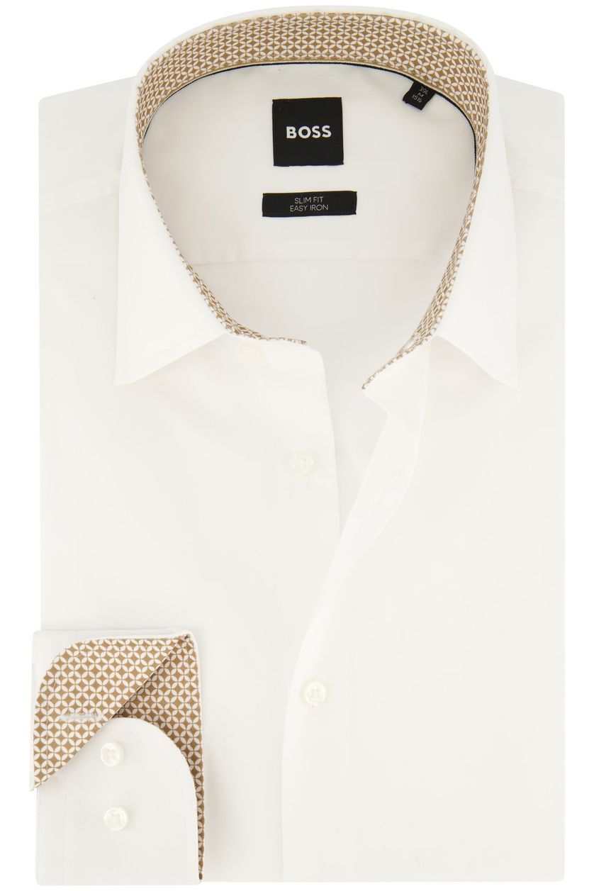 Slim fit Hugo Boss overhemd katoen mouwlengte 7 wit 