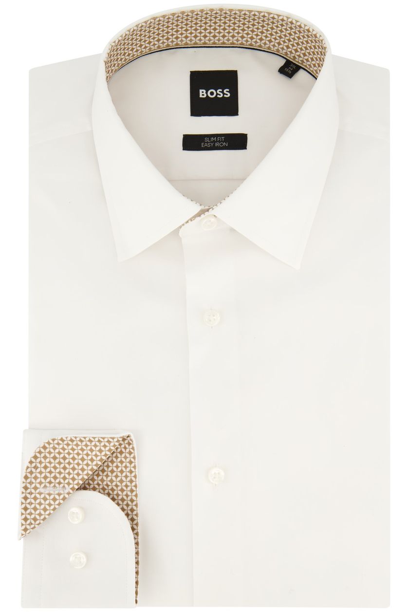 Slim fit Hugo Boss overhemd katoen mouwlengte 7 wit 
