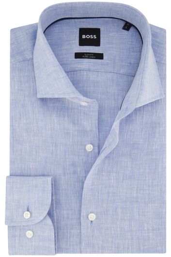 Boss linnen overhemd lichtblauw slim fit casual