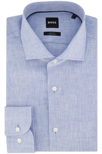 Boss linnen overhemd lichtblauw slim fit casual