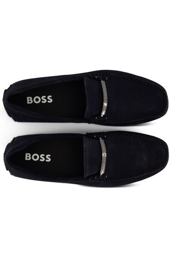 Hugo Boss nette schoenen donkerblauw effen leer