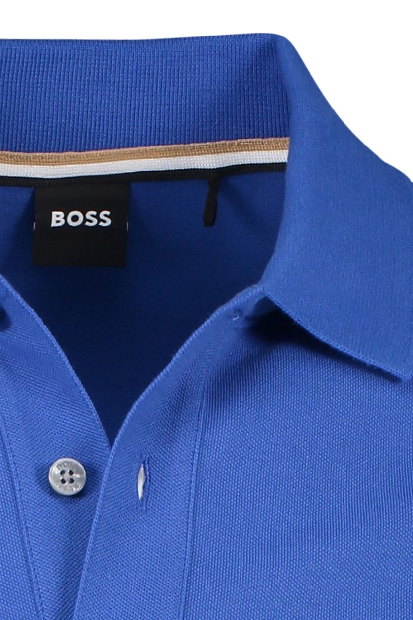 Polo normale fit blauw Pallas katoen Boss 2-knoops