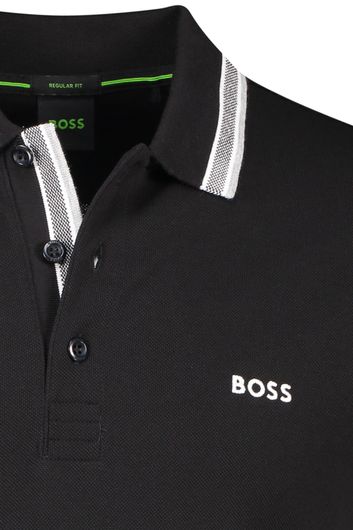 Boss Green polo zwart 3 knoops