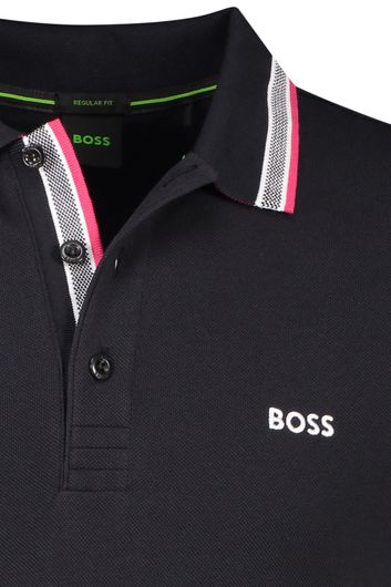 Boss Green polo normale fit zwart roze katoen