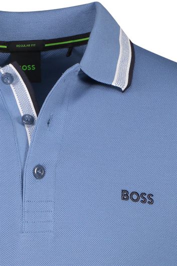 Hugo Boss polo normale fit blauw effen katoen
