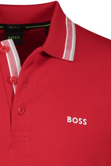 Hugo Boss polo normale fit rood effen katoen