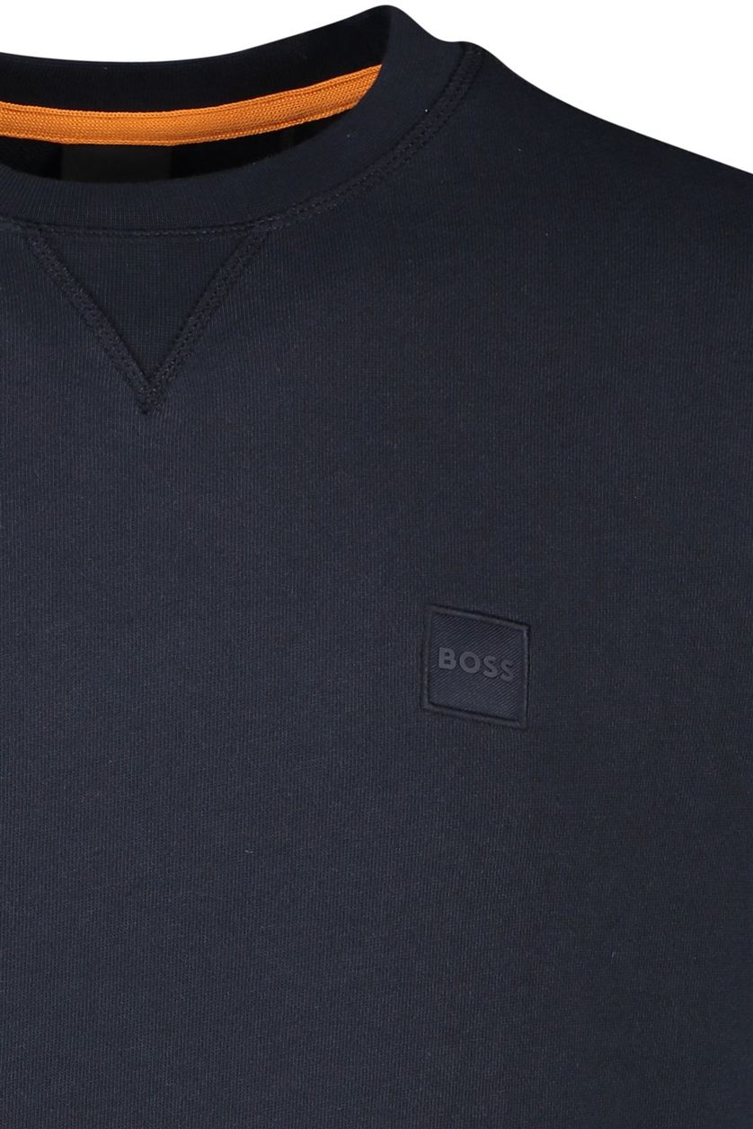 Hugo Boss trui Westart ronde hals donkerblauw effen 100% katoen