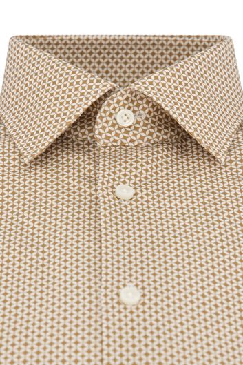 Zakelijk Hugo Boss overhemd slim fit beige print