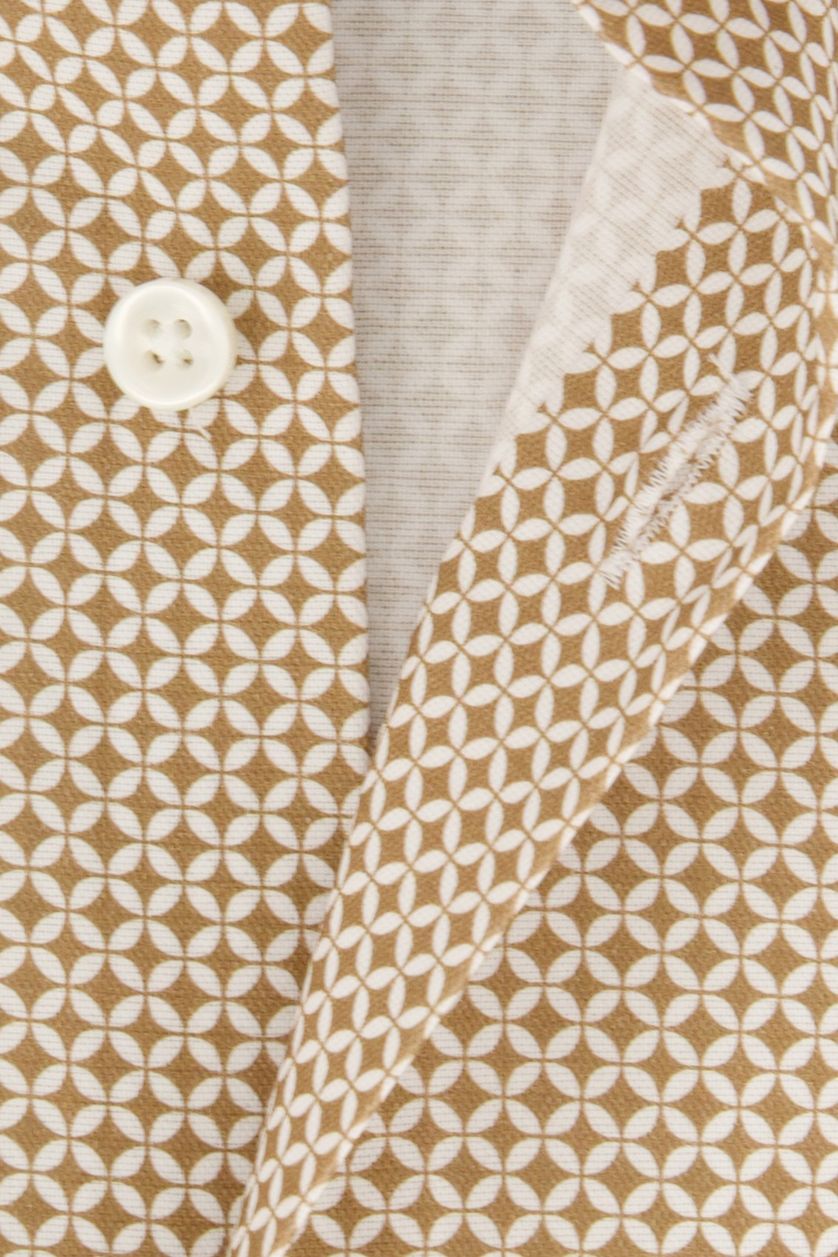 Hugo Boss beige geprint overhemd slim fit