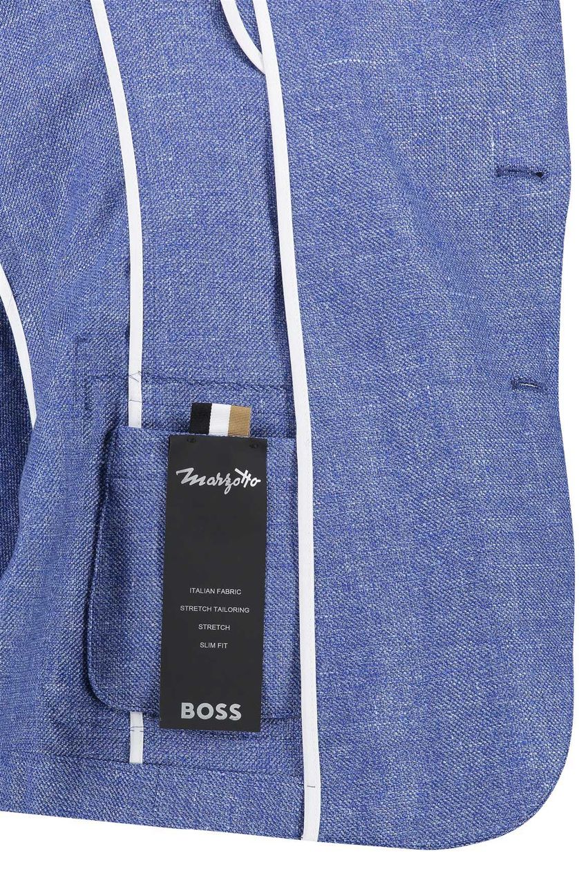 Boss Black colbert blauw gemêleerd linnen