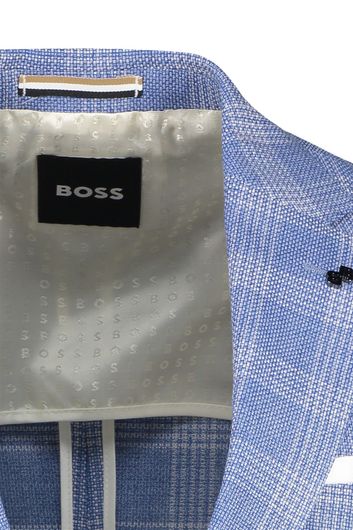 Hugo Boss colbert lichtblauw geruit wol slim fit 