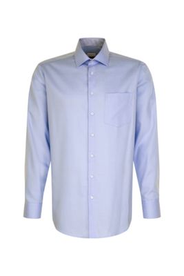 Seidensticker Seidensticker business overhemd normale fit blauw effen katoen