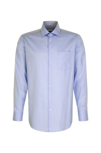 Seidensticker overhemd normale fit effen blauw katoen