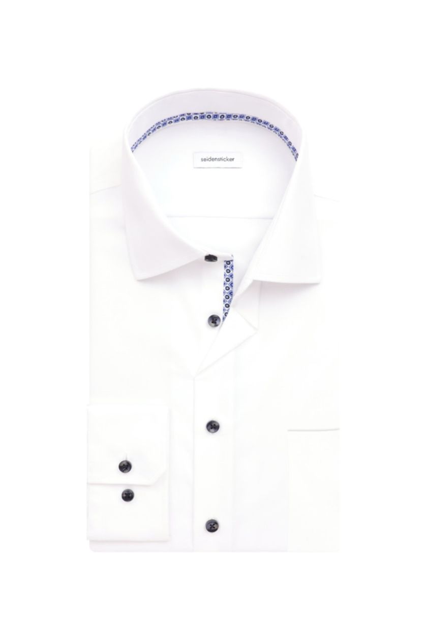 katoenen Seidensticker business overhemd wit effen katoen