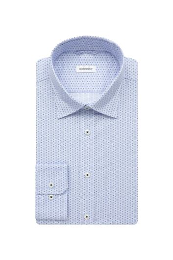 Seidensticker business overhemd slim fit lichtblauw geprint katoen