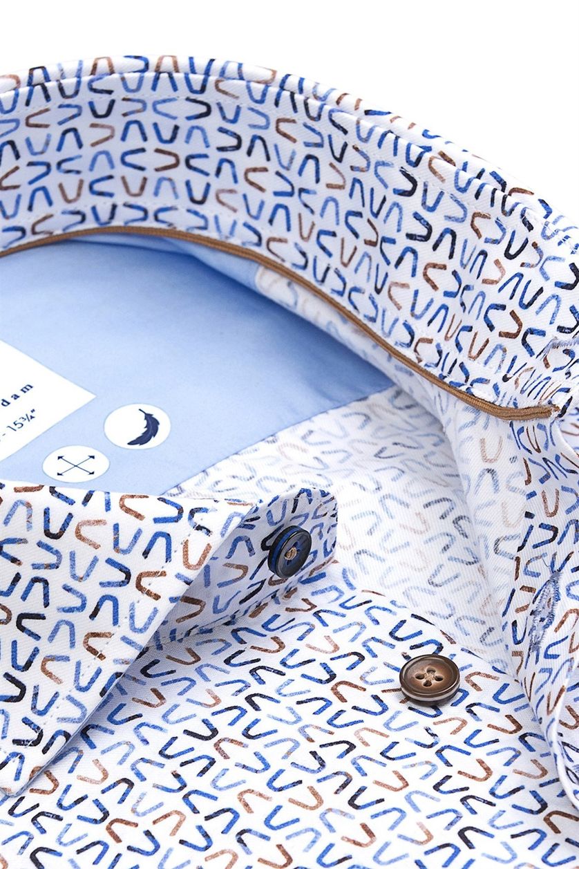 R2 overhemd slim fit blauw geprint
