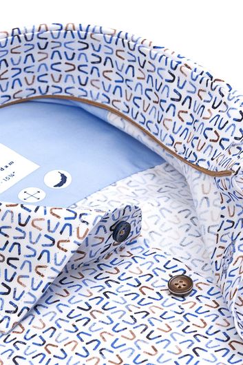R2 overhemd slim fit blauw katoen geprint