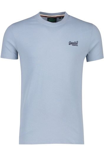 Superdry t-shirt effen blauw katoen