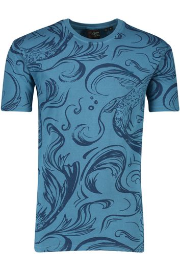 Superdry blauw geprint ronde hals t-shirt katoen korte mouw 