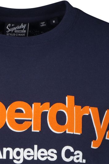 Superdry t-shirt navy opdruk katoen korte mouw