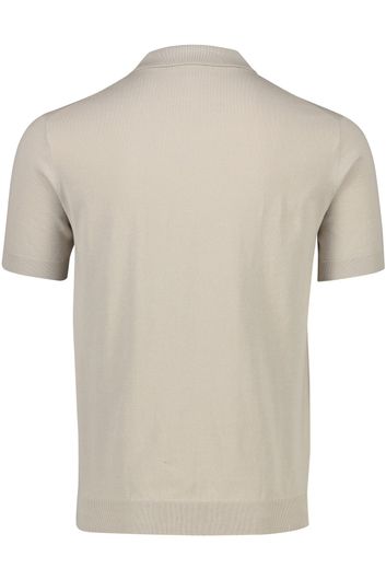 Thomas Maine t-shirt beige v-hals met polo kraag katoen
