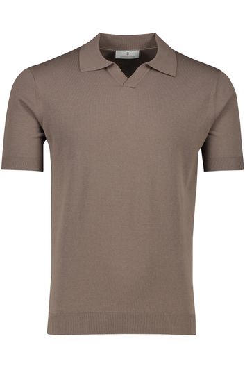 Thomas Maine t-shirt bruin v-hals katoen-stretch