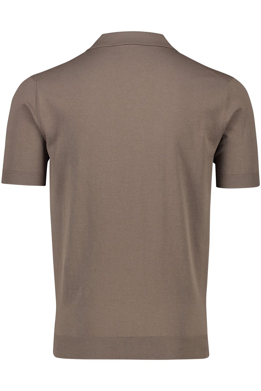 Thomas Maine t-shirt bruin v-hals en polo kraag katoen