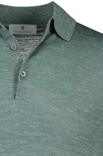 Thomas Maine polo normale fit groen gemêleerd linnen en wol