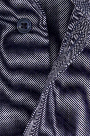 Donkerblauw geprint Olymp overhemd korte mouw