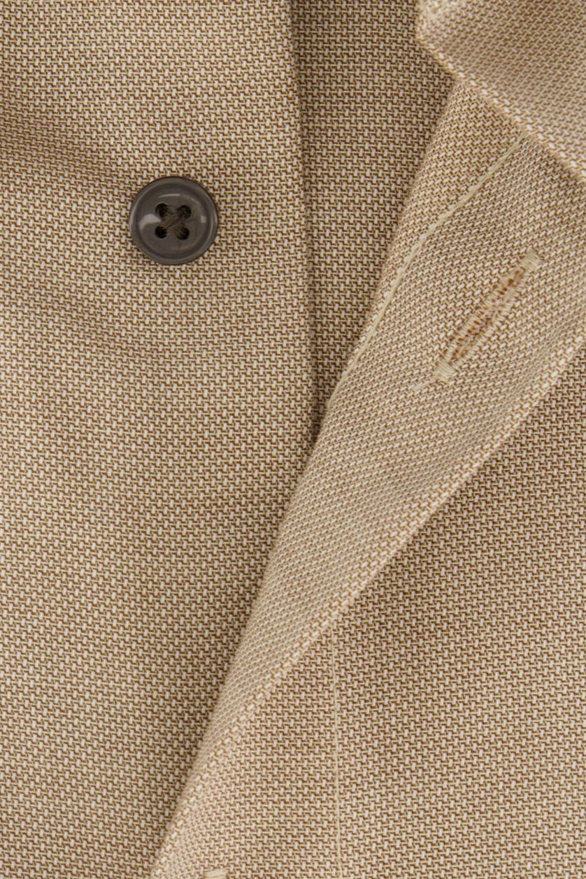 Olymp katoenen overhemd Luxor Comfort Fit strijkvrij beige gemêleerd 