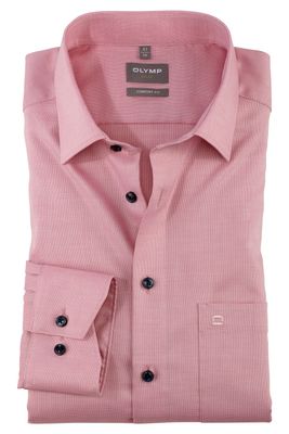 Olymp katoenen Olymp business overhemd wijde fit geprint roze 