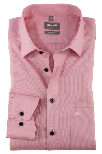 Olymp overhemd wijde fit roze geprint katoen