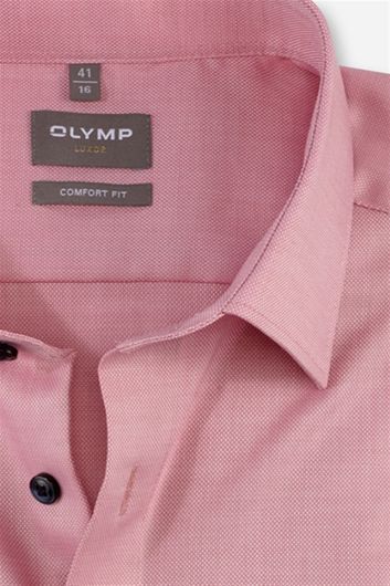 Olymp overhemd wijde fit roze geprint katoen