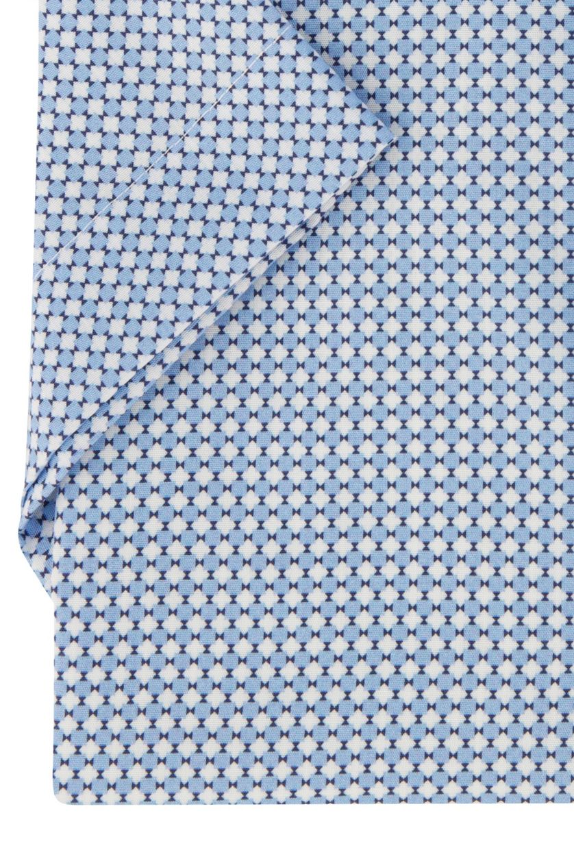 Comfort fit Olymp overhemd korte mouw blauw print