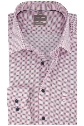 Olymp Luxor overhemd katoen mouwlengte 7 Comfort Fit roze geprint