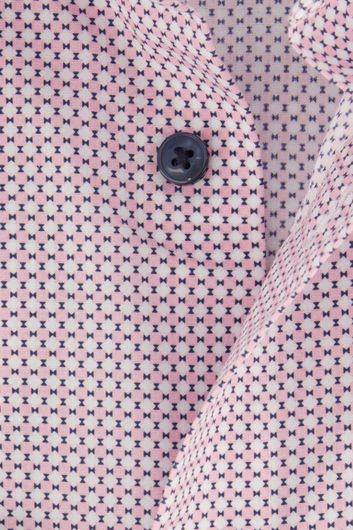 Olymp overhemd mouwlengte 7 Luxor Comfort Fit normale fit roze geprint katoen