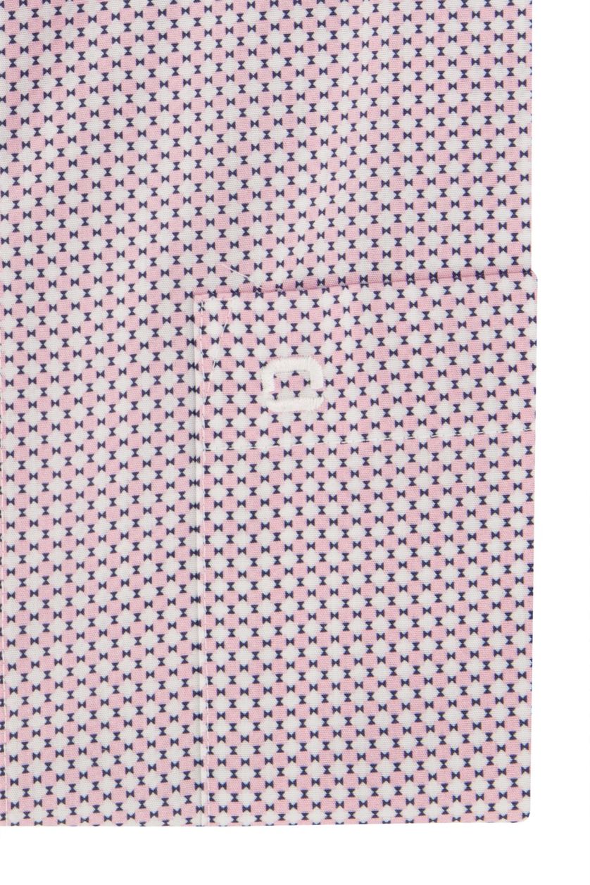 Katoenen Olymp overhemd Luxor Comfort Fit mouwlengte 7 roze geprint