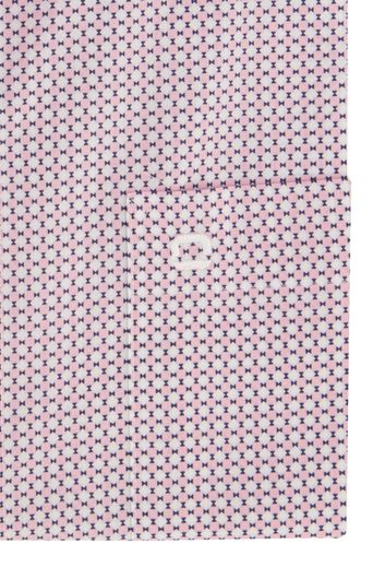 Olymp Luxor overhemd katoen mouwlengte 7 Comfort Fit roze geprint