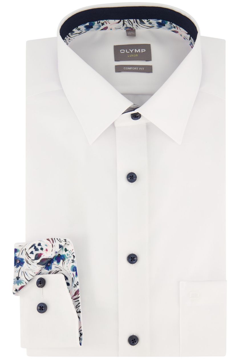 Olymp strijkvrij overhemd Comfort Fit wit katoen Luxor 