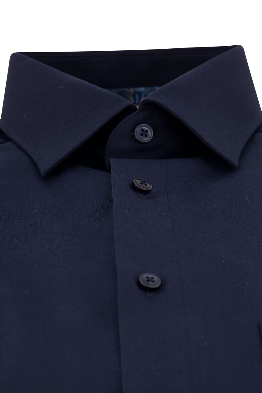 Olymp Comfort Fit overhemd Luxor borstzak donkerblauw katoen