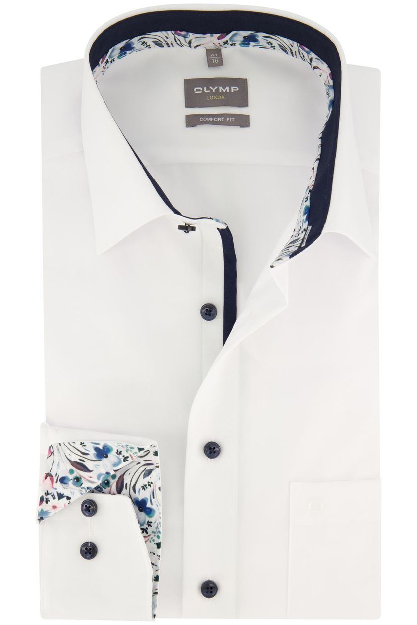Olymp Luxor overhemd Comfort Fit wit mouwlengte 7 katoen
