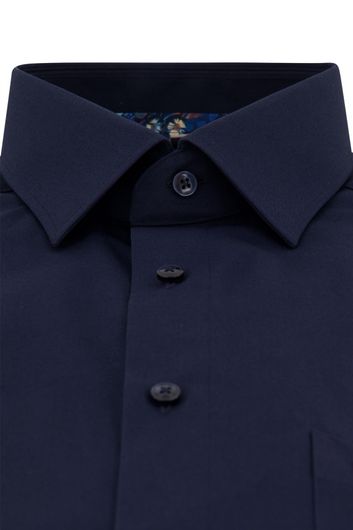 Olymp Luxor Comfort Fit overhemd mouwlengte 7 katoen donkerblauw 