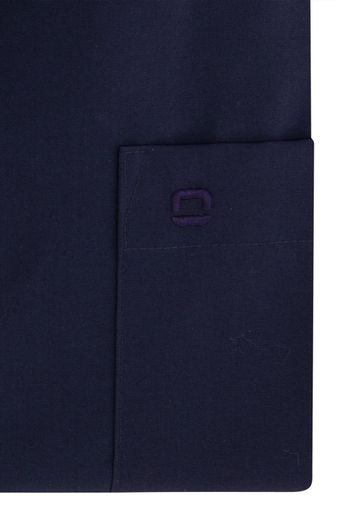 Olymp Luxor Comfort Fit overhemd mouwlengte 7 katoen donkerblauw 