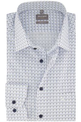 Olymp Olymp overhemd comfort fit wit geprint borstzak