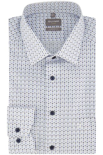 Olymp overhemd comfort fit wit geprint borstzak