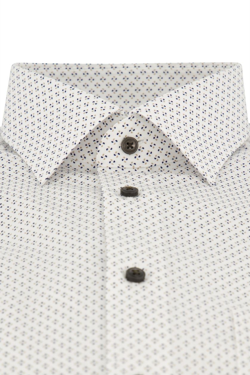 Katoenen Olymp overhemd wit geprint Comfort Fit